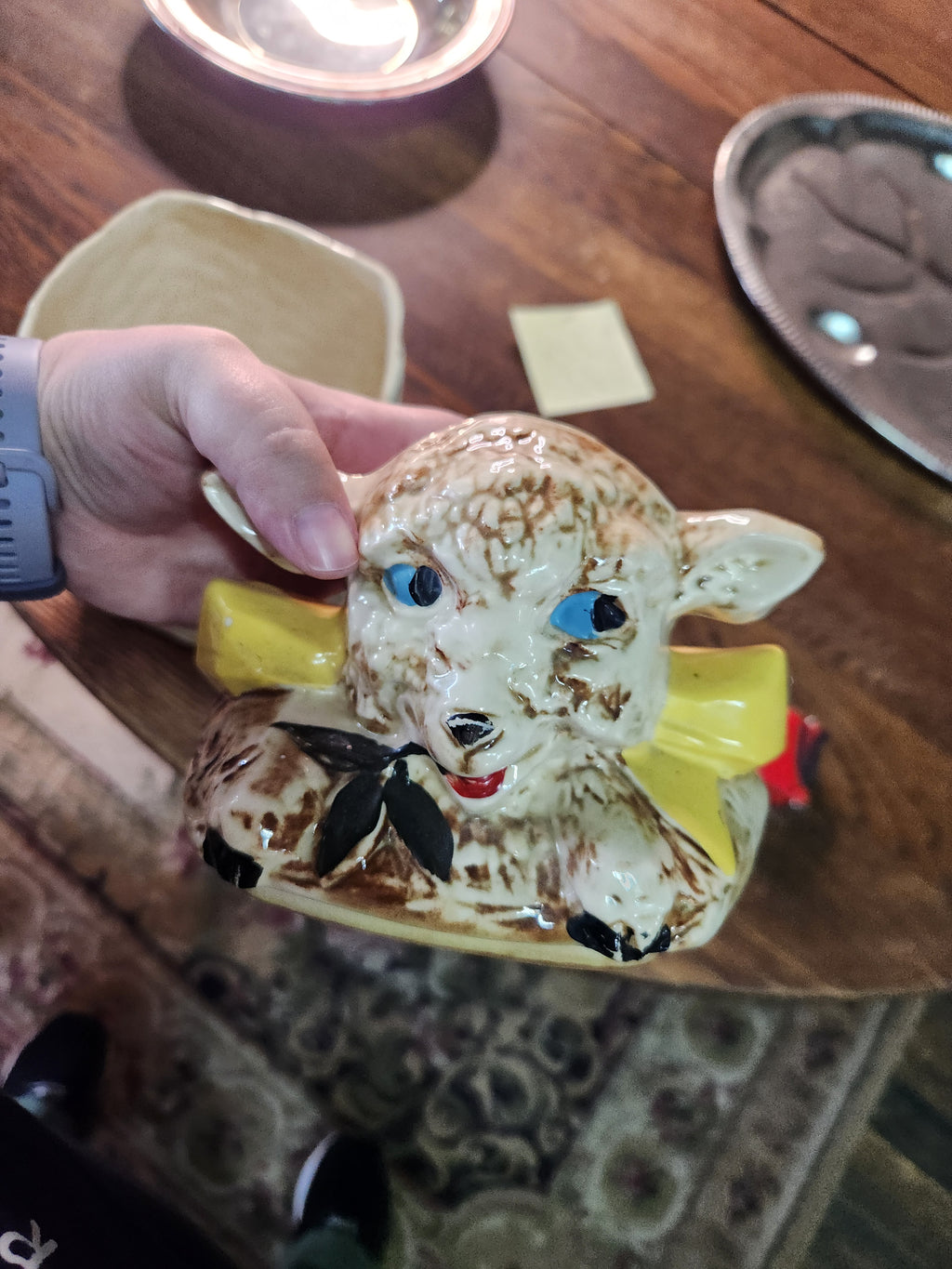 Vintage 1956 McCoy "Lamb in a Basket" Ceramic Cookie Jar