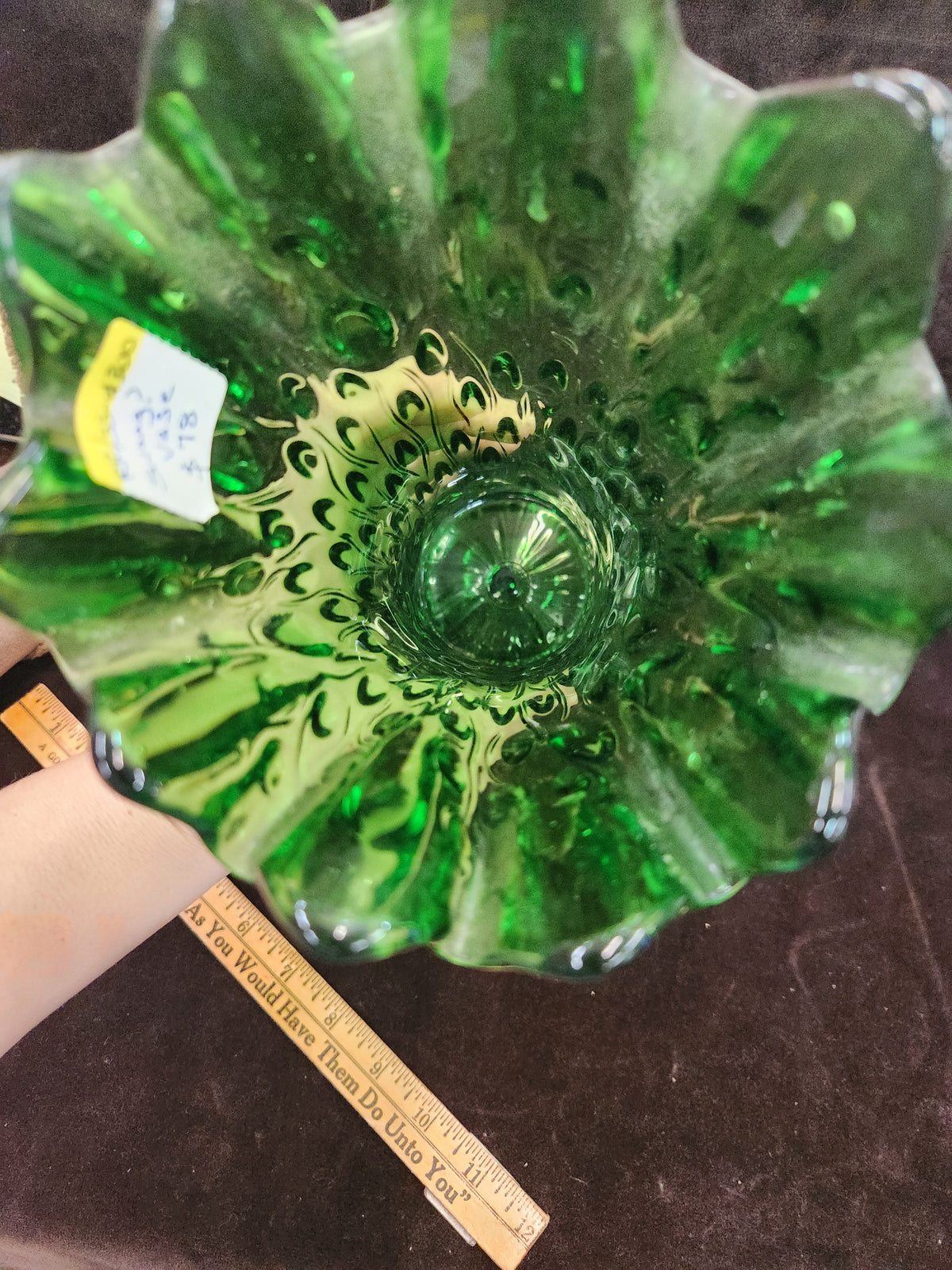 Vintage Green Glass Swung Vase – Tree Trunk Style