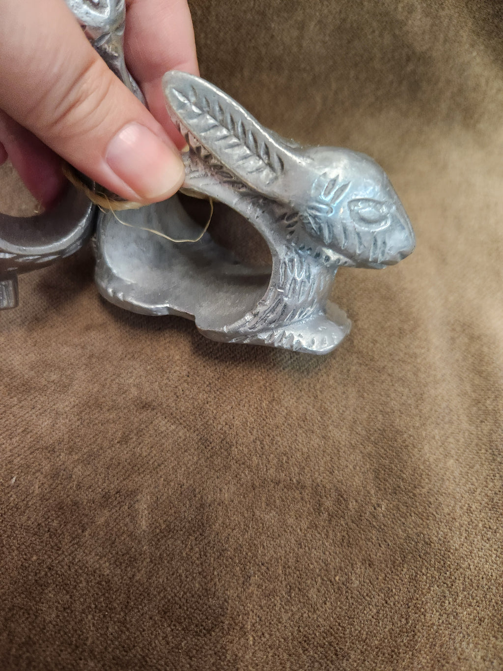 Set of 2 Pewter Rabbit Napkin Rings