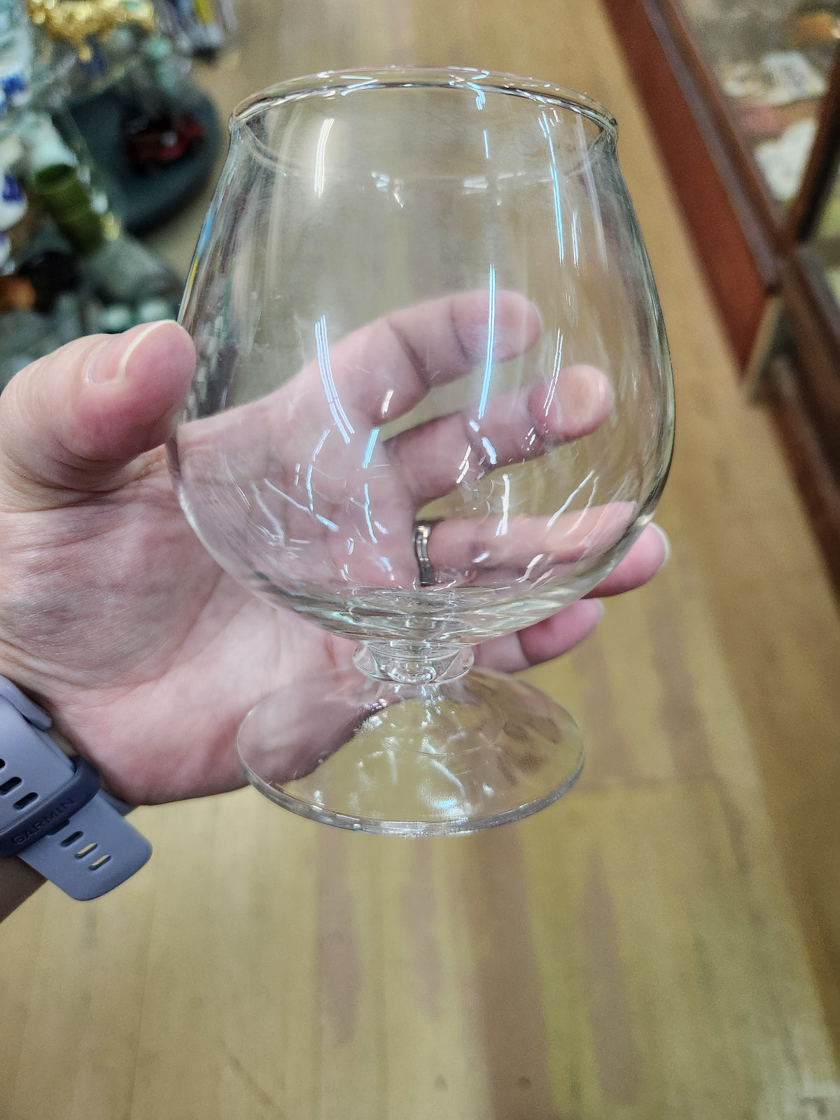 2 Clear Glass Brandy Snifters with a Short Stem and a Rounded, Bulbous Bowl