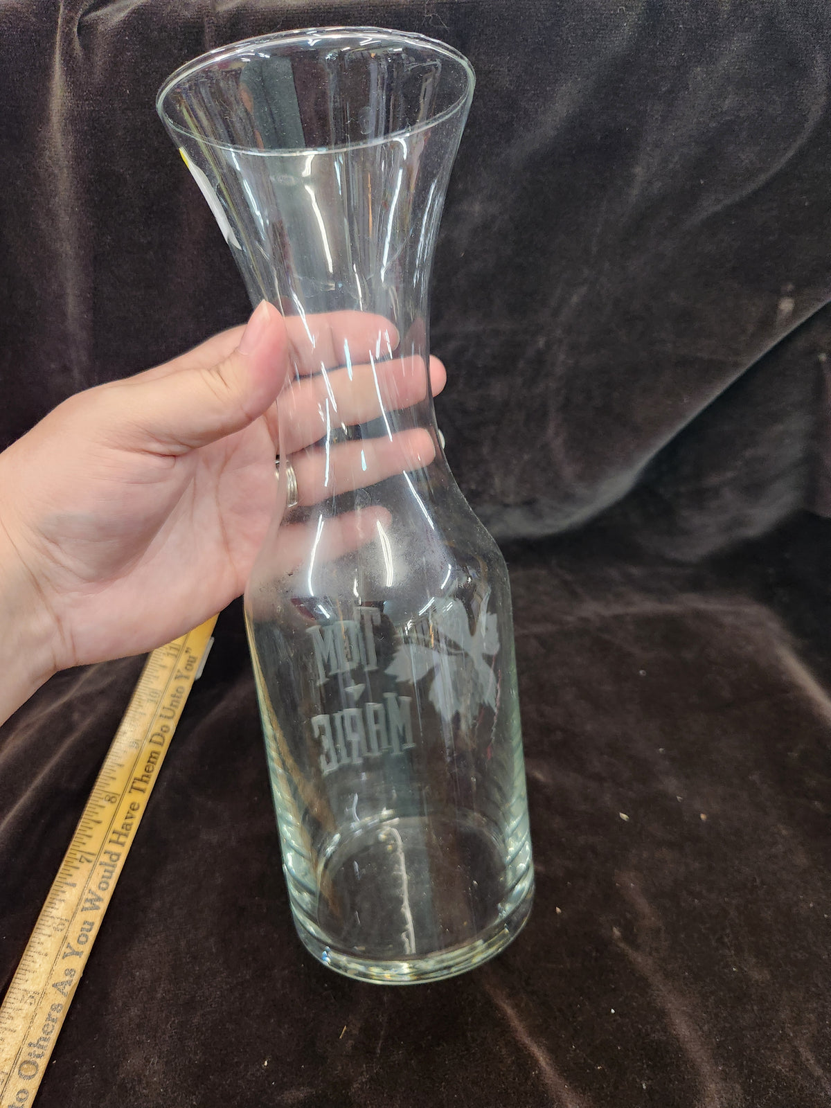 Clear Glass Wine Carafe/Decanter Featuring a Custom Etched/Frosted Design