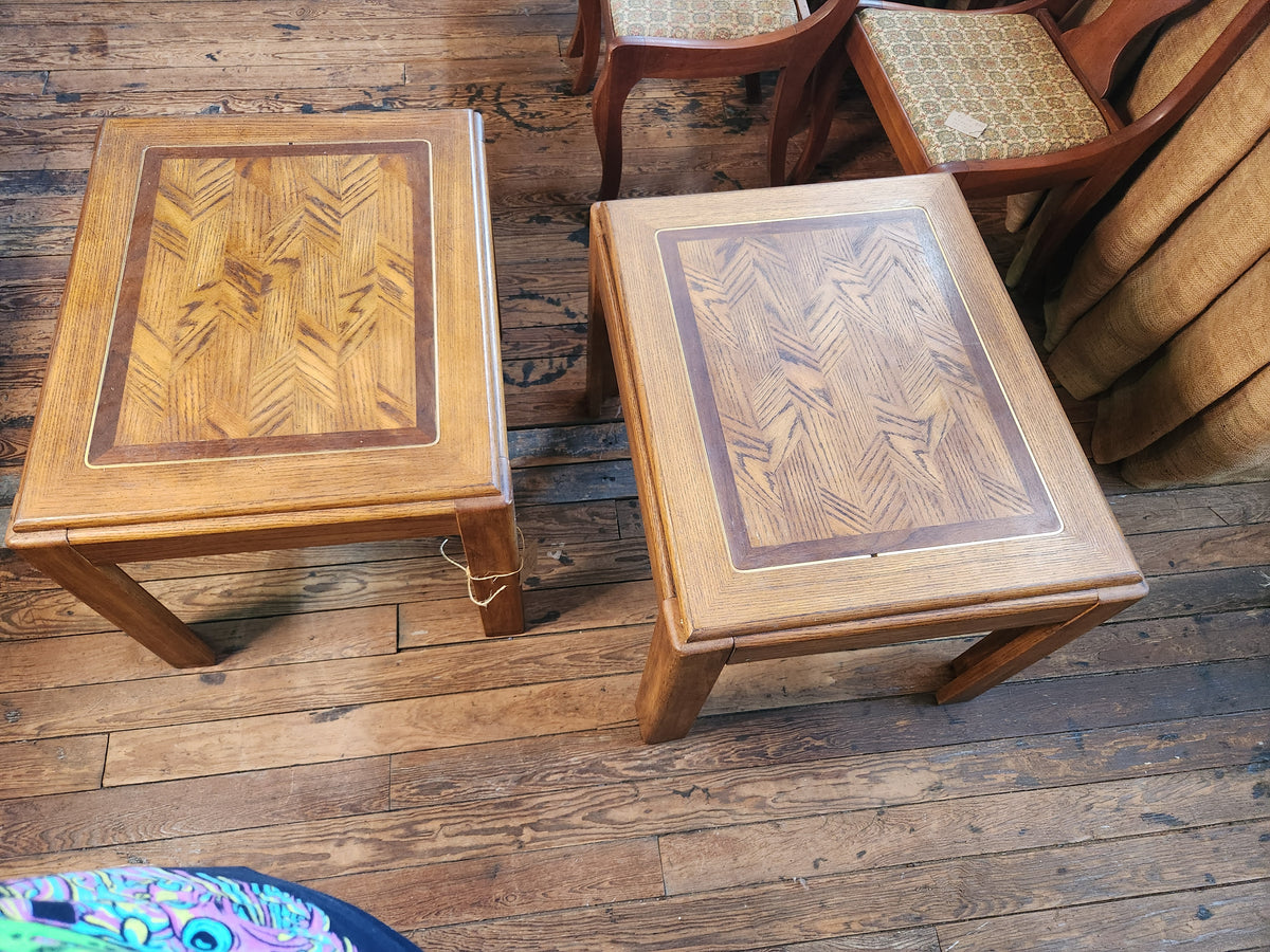 Pair of Vintage Lane Furniture Rustic Americana Square Accent End Table