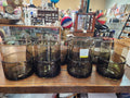8 Vintage Smoke-Gray, Hand-Blown Glass Tumblers