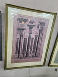 Vintage Framed Artwork 18th Century Neoclassical Architectural Greek/Roman Column Orders
