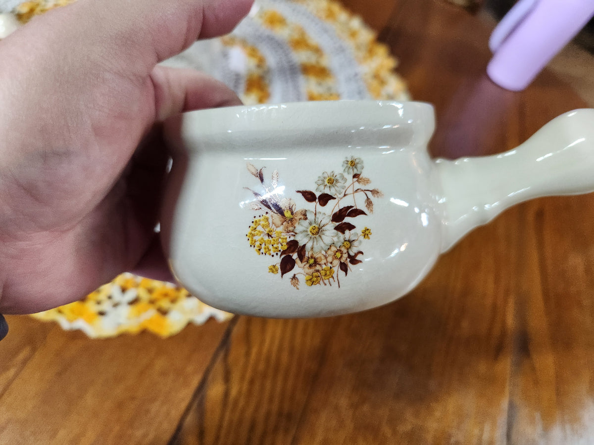 4 Vintage Stoneware Single Handle Soup Bowls Taiwan