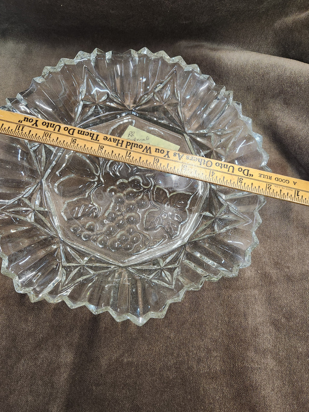 Vintage Federal Clear Glass Serving Bowl in the Pioneer Intaglio Fruit pattern