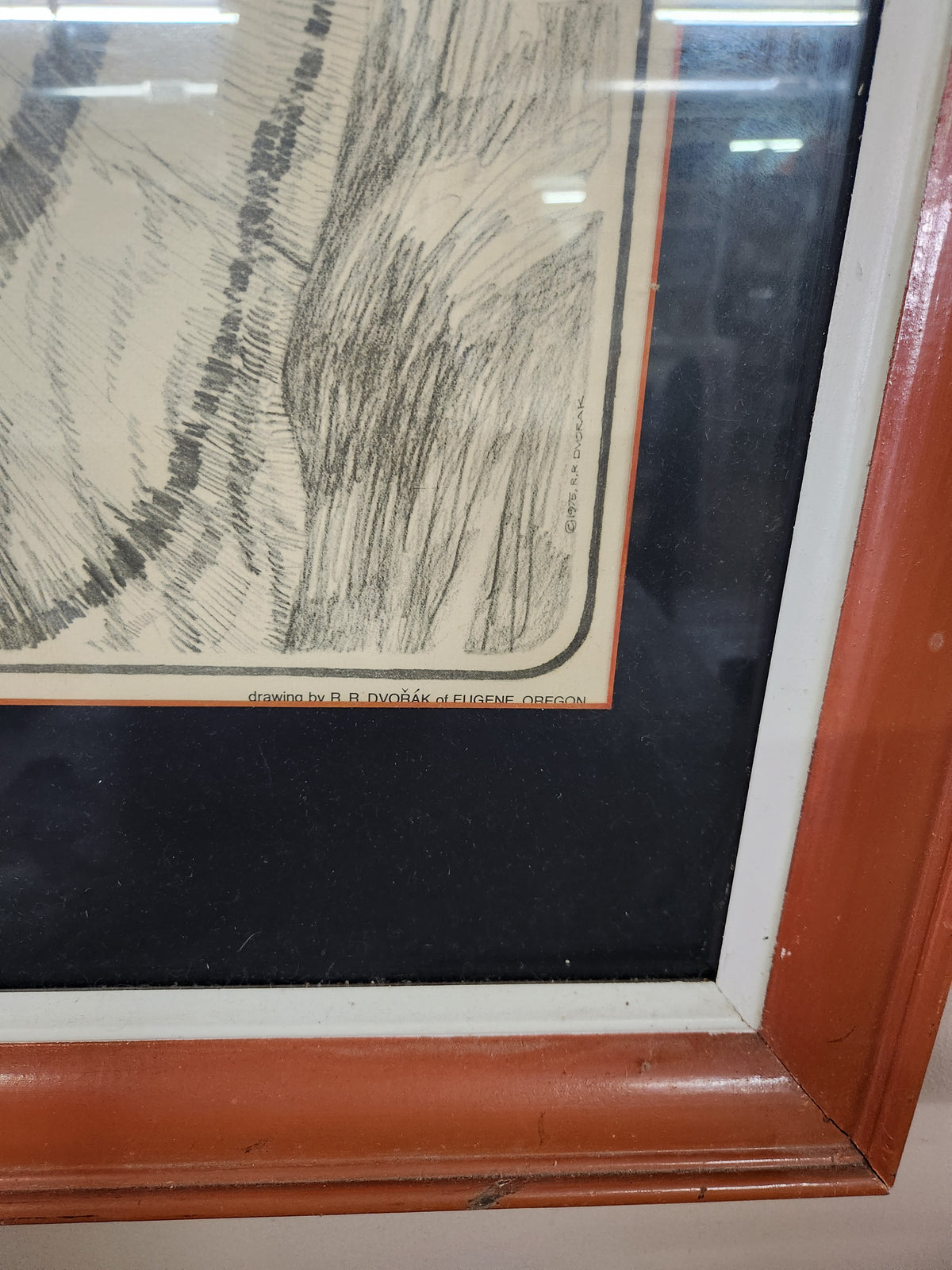 Vintage Framed Illusory Pen & Ink Tiger Poster Artwork Robert Regis Dvorak 1975