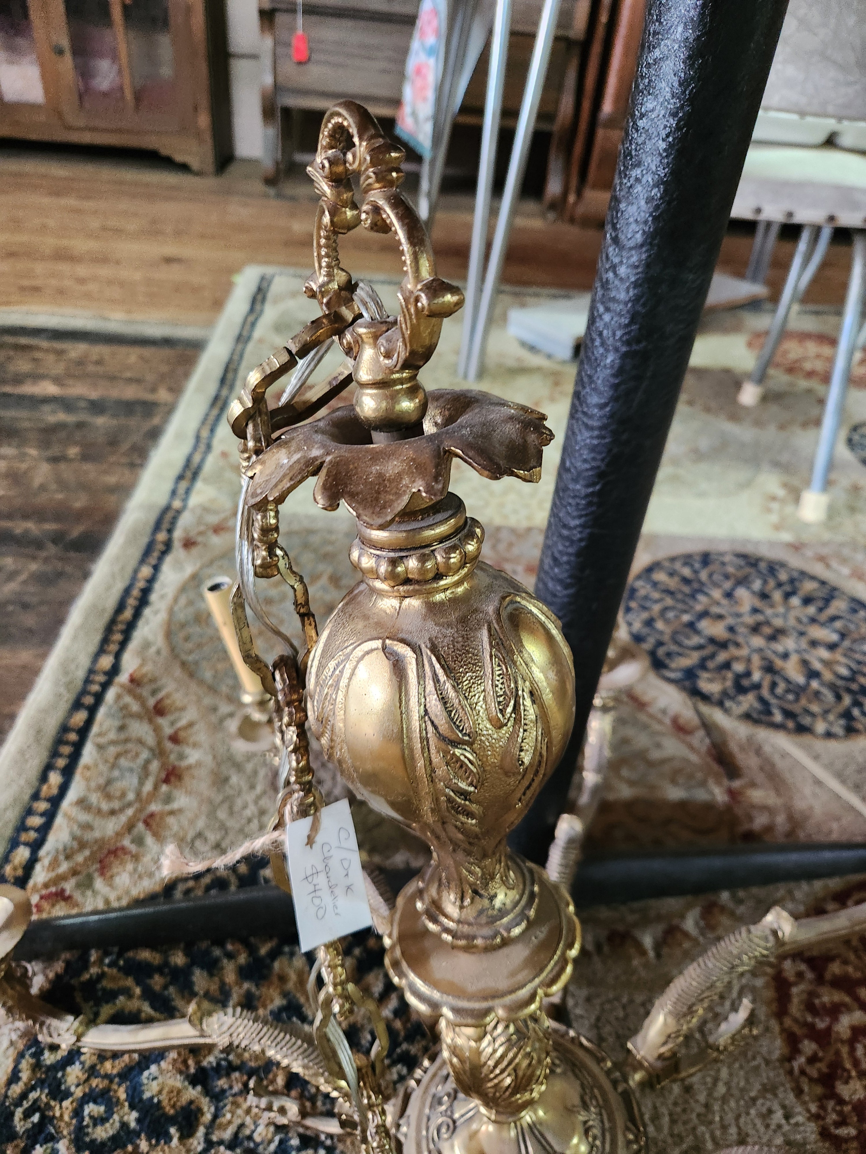 Vintage Ornate Brass Chandelier