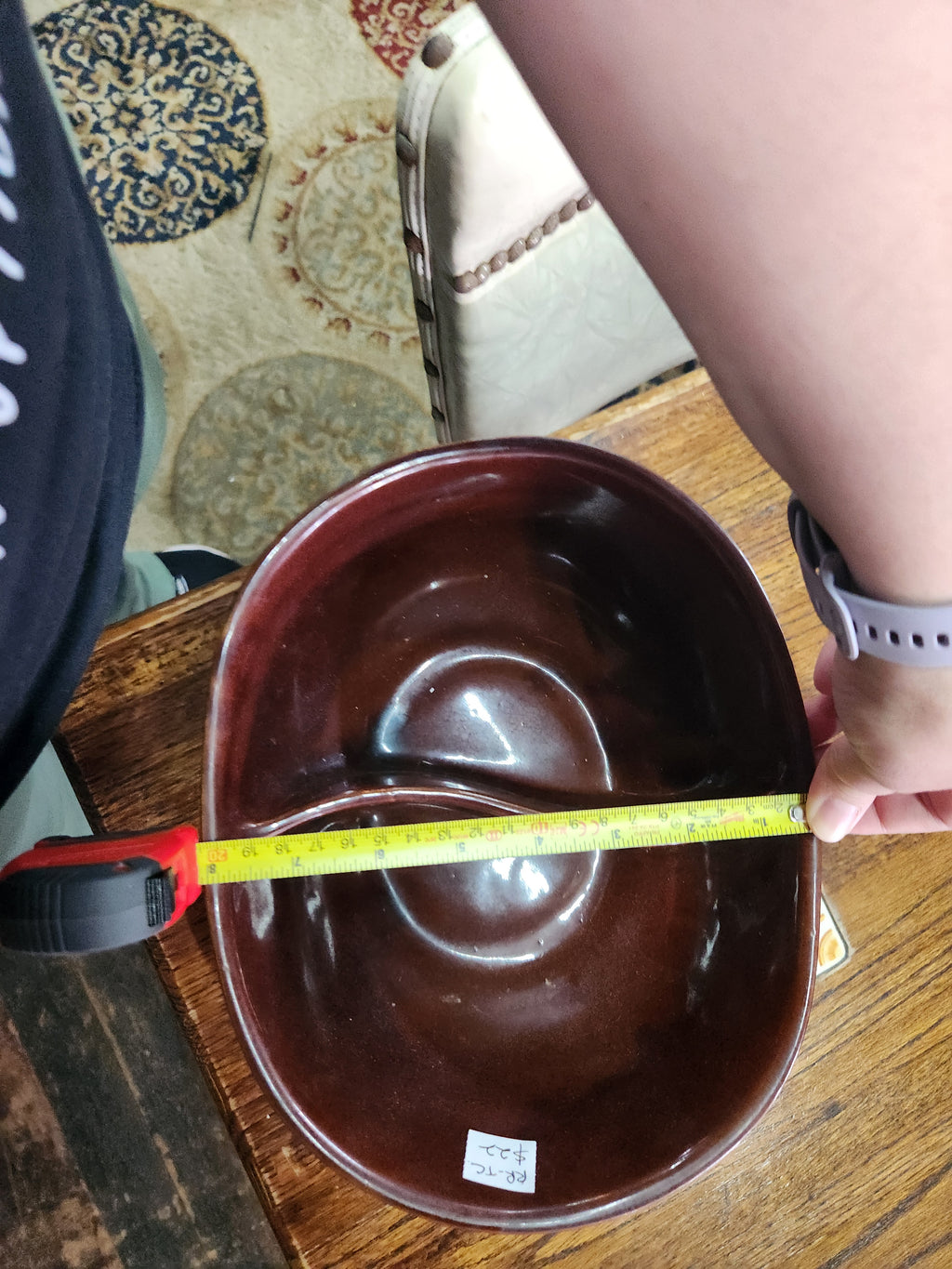 Vintage Marcrest "Daisy Dot" Brown Stoneware Divided Serving Bowl 1950's/60's