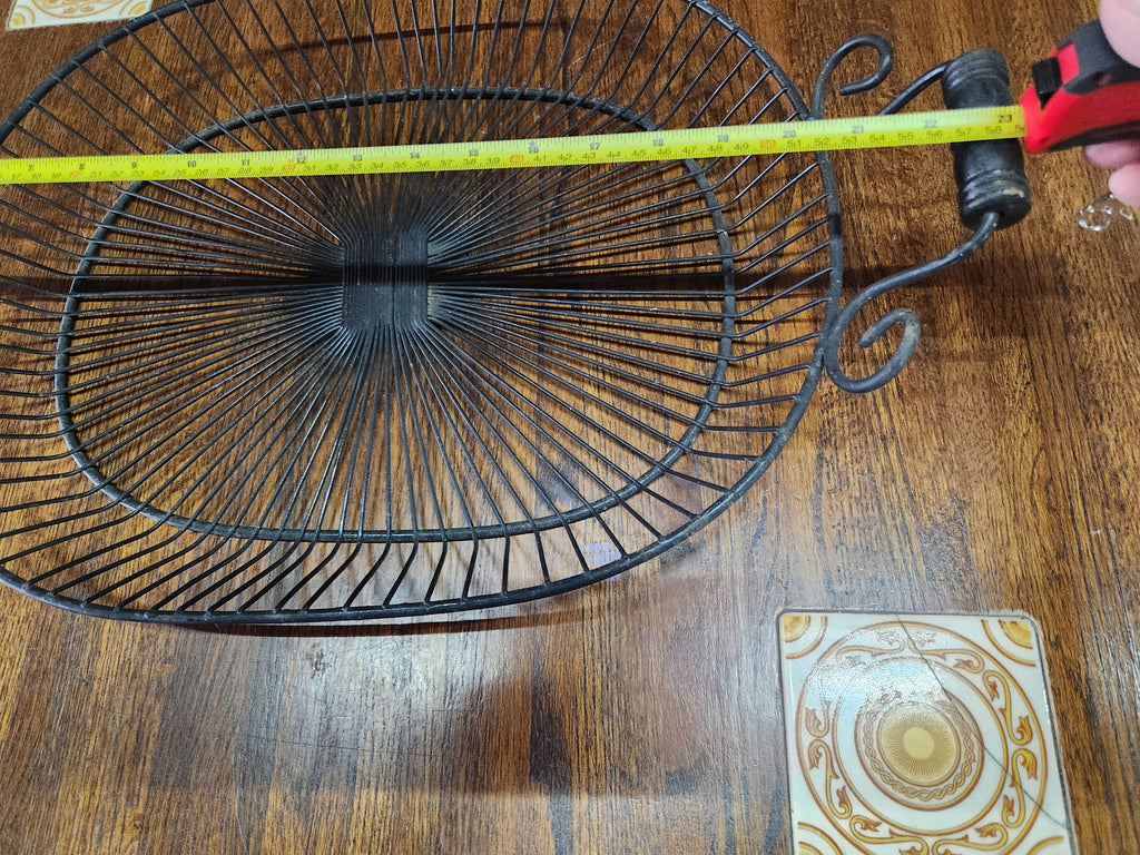 Vintage Black Metal Wire Oval Bread or Fruit Basket