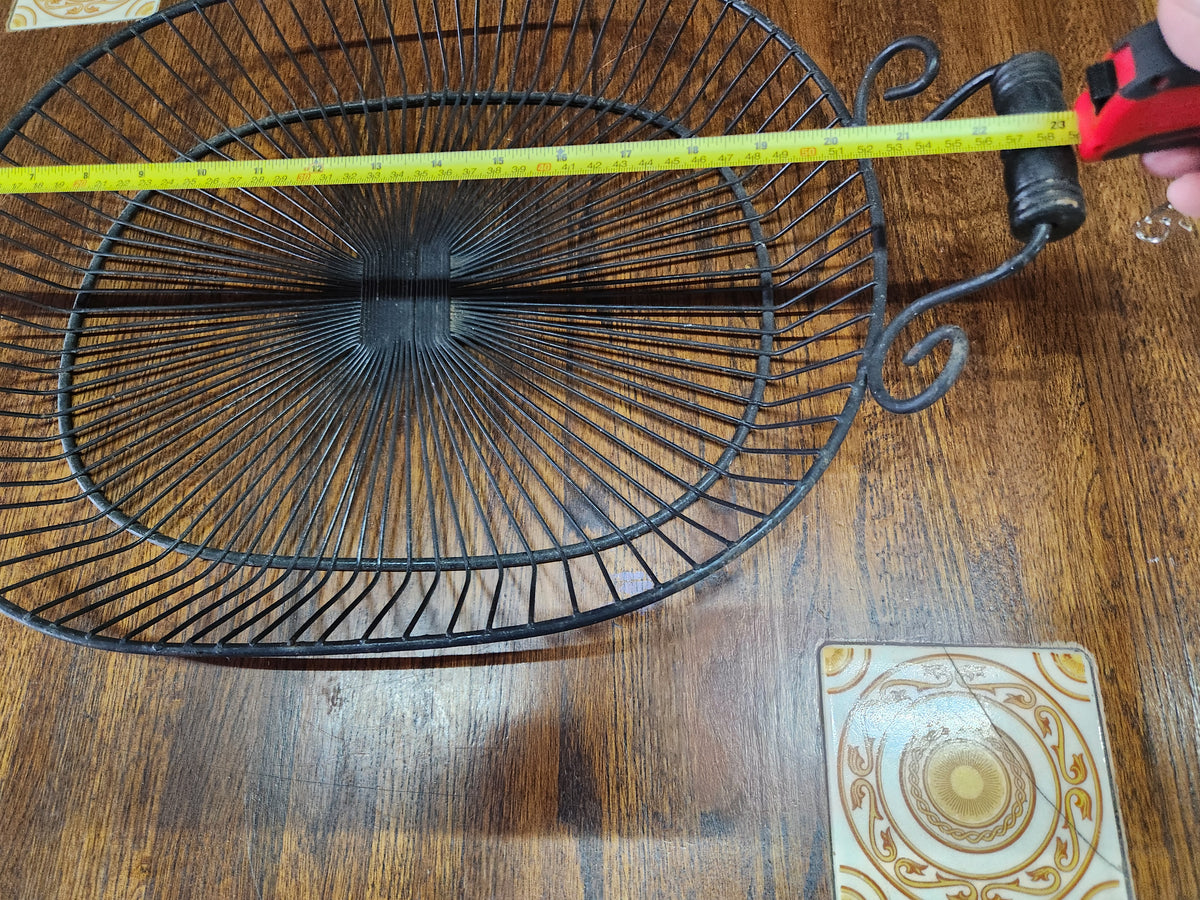 Vintage Black Metal Wire Oval Bread or Fruit Basket