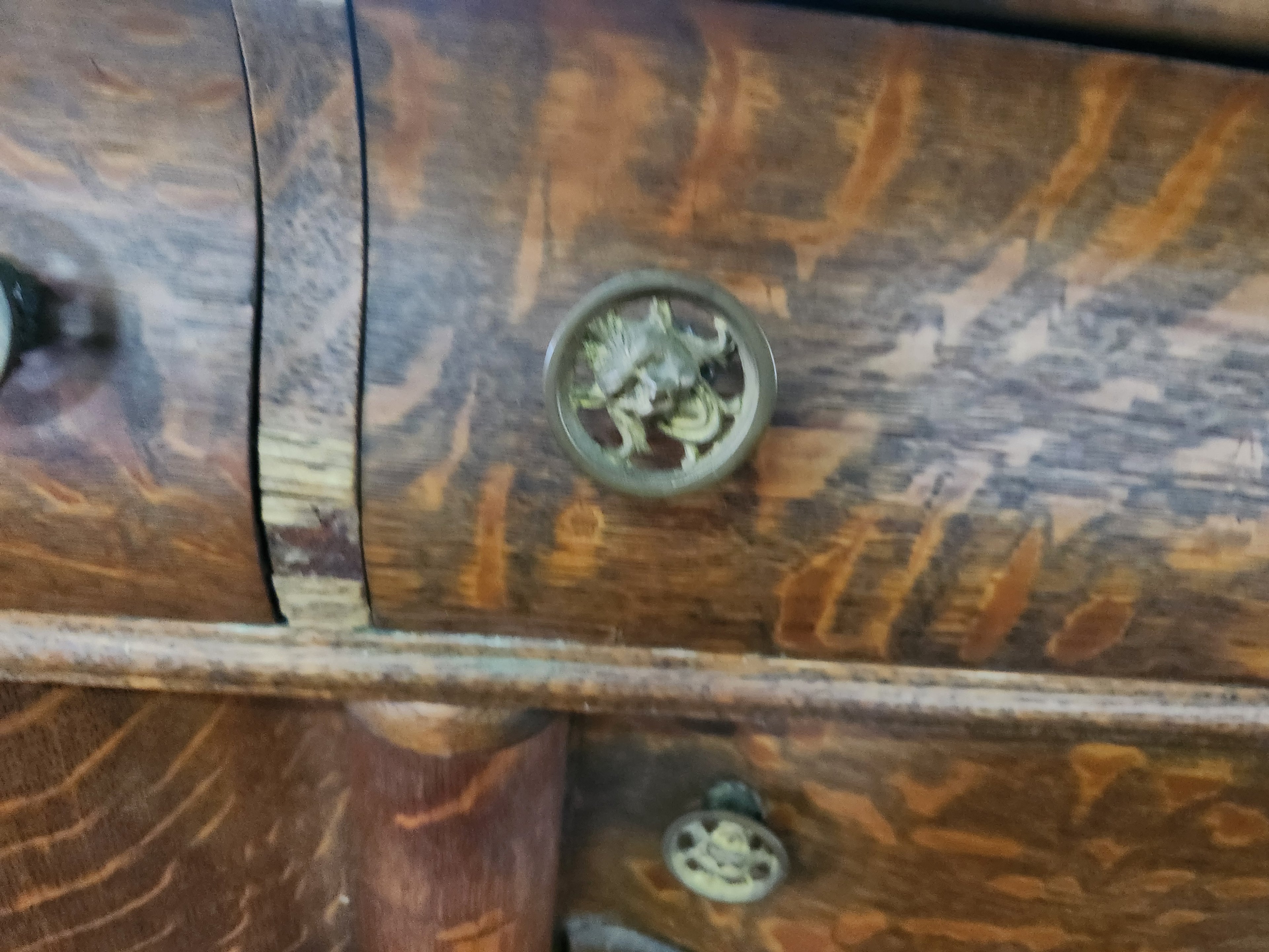Antique American Empire-Style Buffet Quarter-Sawn Tiger Oak