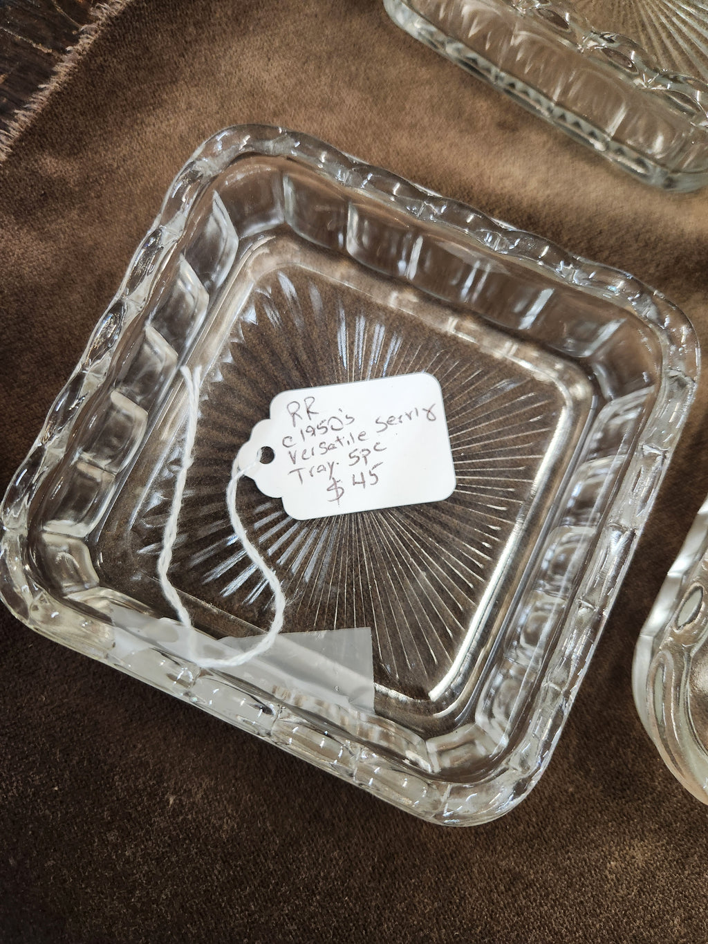 1950's Vintage Clear Pressed Glass 5 Piece Relish or Serving Set