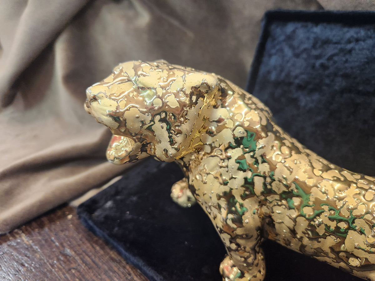Vintage Weeping Gold Porcelain Jaguar FIgurine