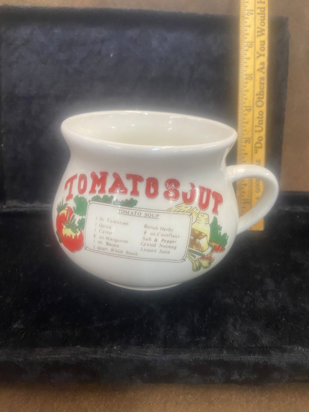 Retro White Ceramic Soup Mug "Tomato Soup" with Recipe