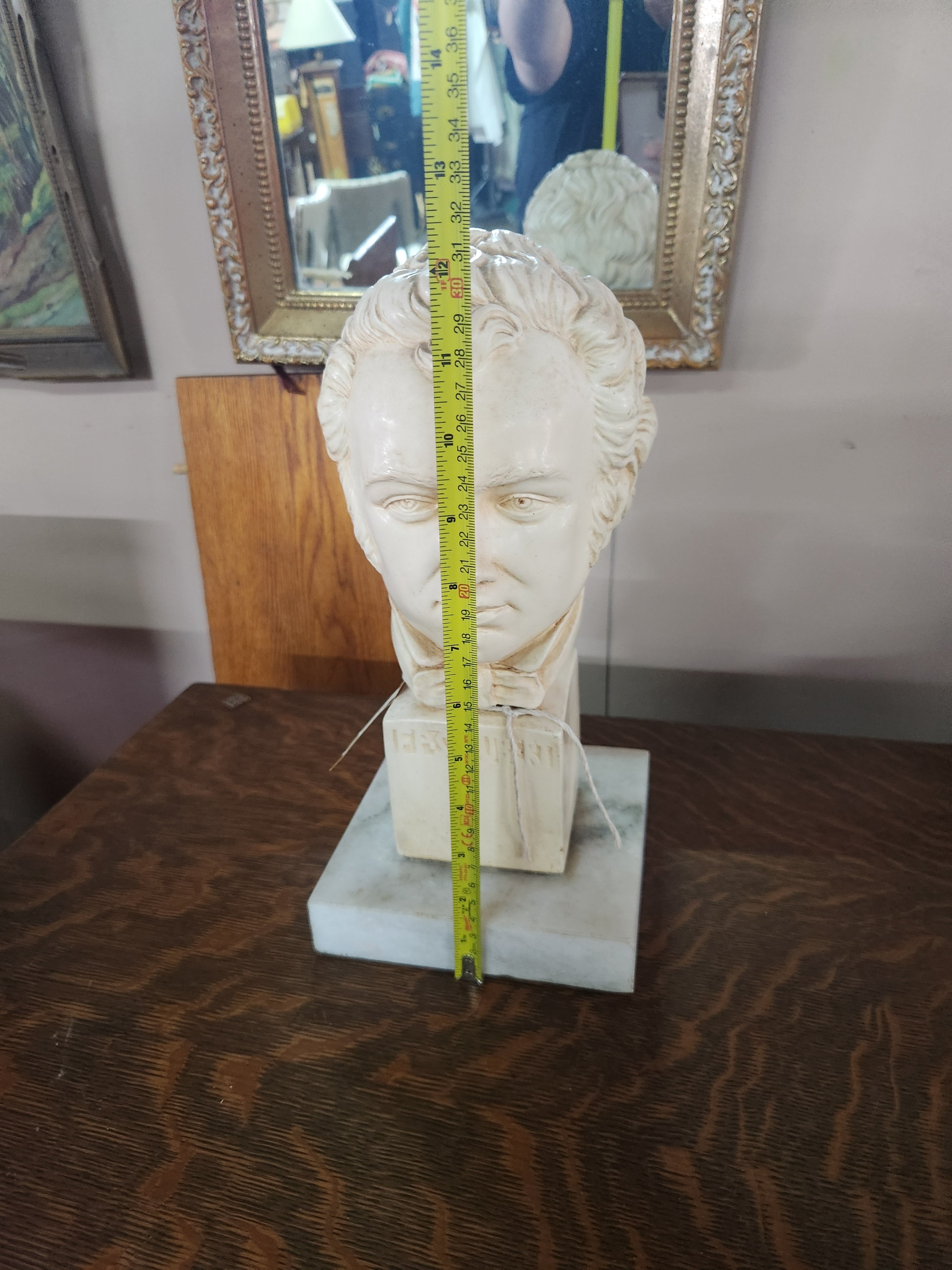 VIntage Composite Marble & Alabaster Bust of Composer Franz Schubert