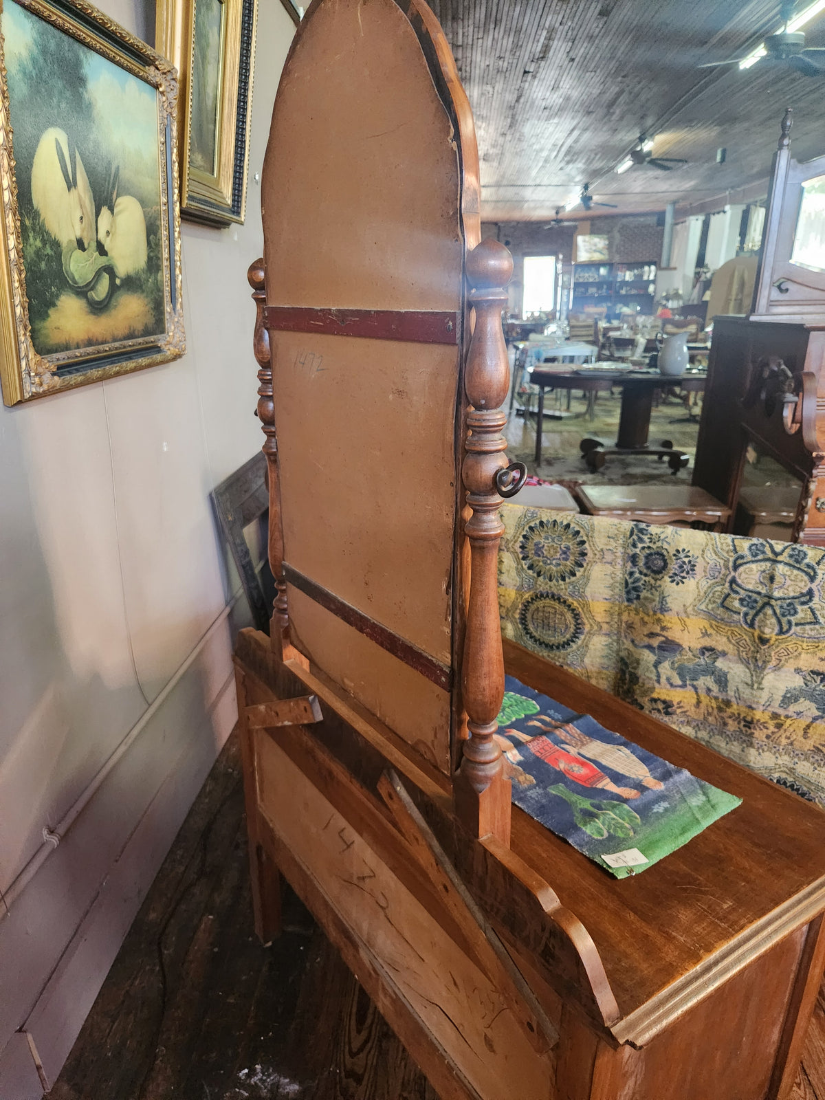 Vintage Wooden Dresser with Vanity Swivel Mirror