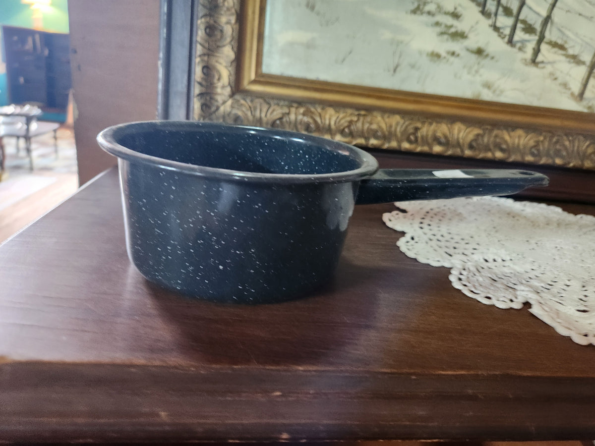 Granite Ware Black Speckled Enamel Small Saucepan