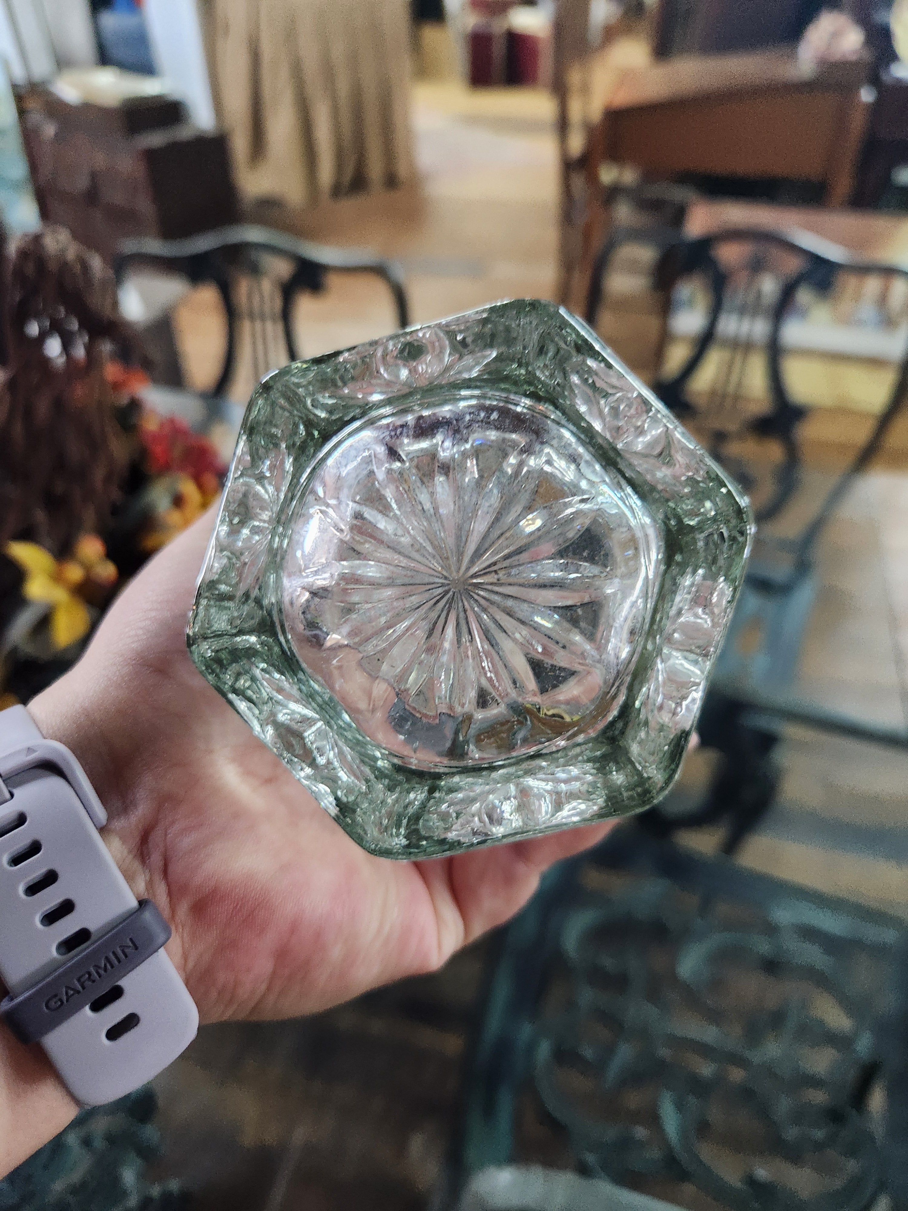 Vintage Glass Vase Anchor Hocking Early American Prescut Star of David