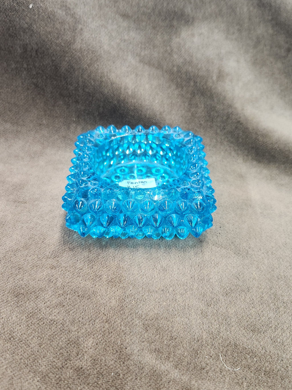 Vintage Aqua Blue Hobnail Glass Fenton Salt Cellar, Votive Candle Holder, or Small Ashtray