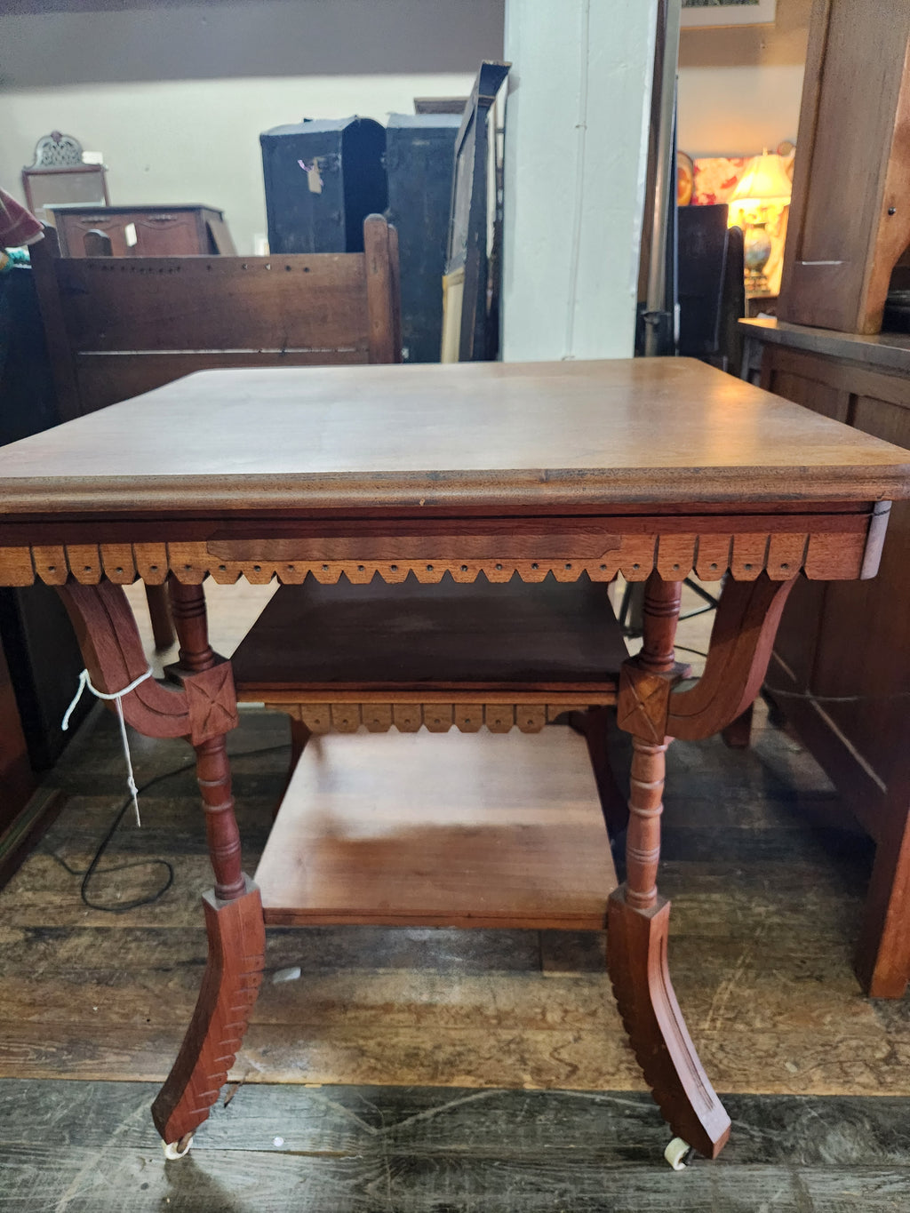 Antique Victorian Oak Parlor Side Table