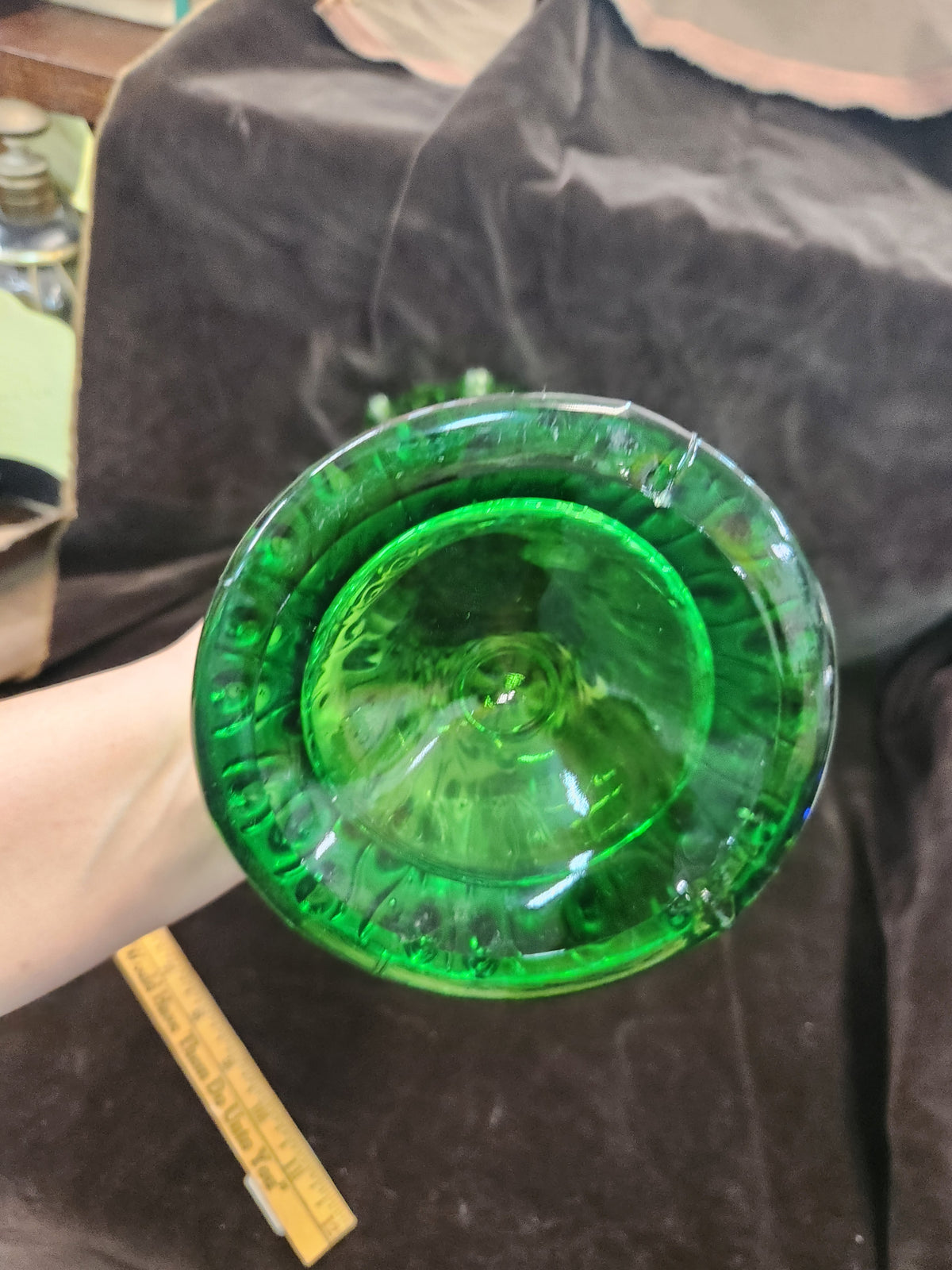Vintage Green Glass Swung Vase – Tree Trunk Style