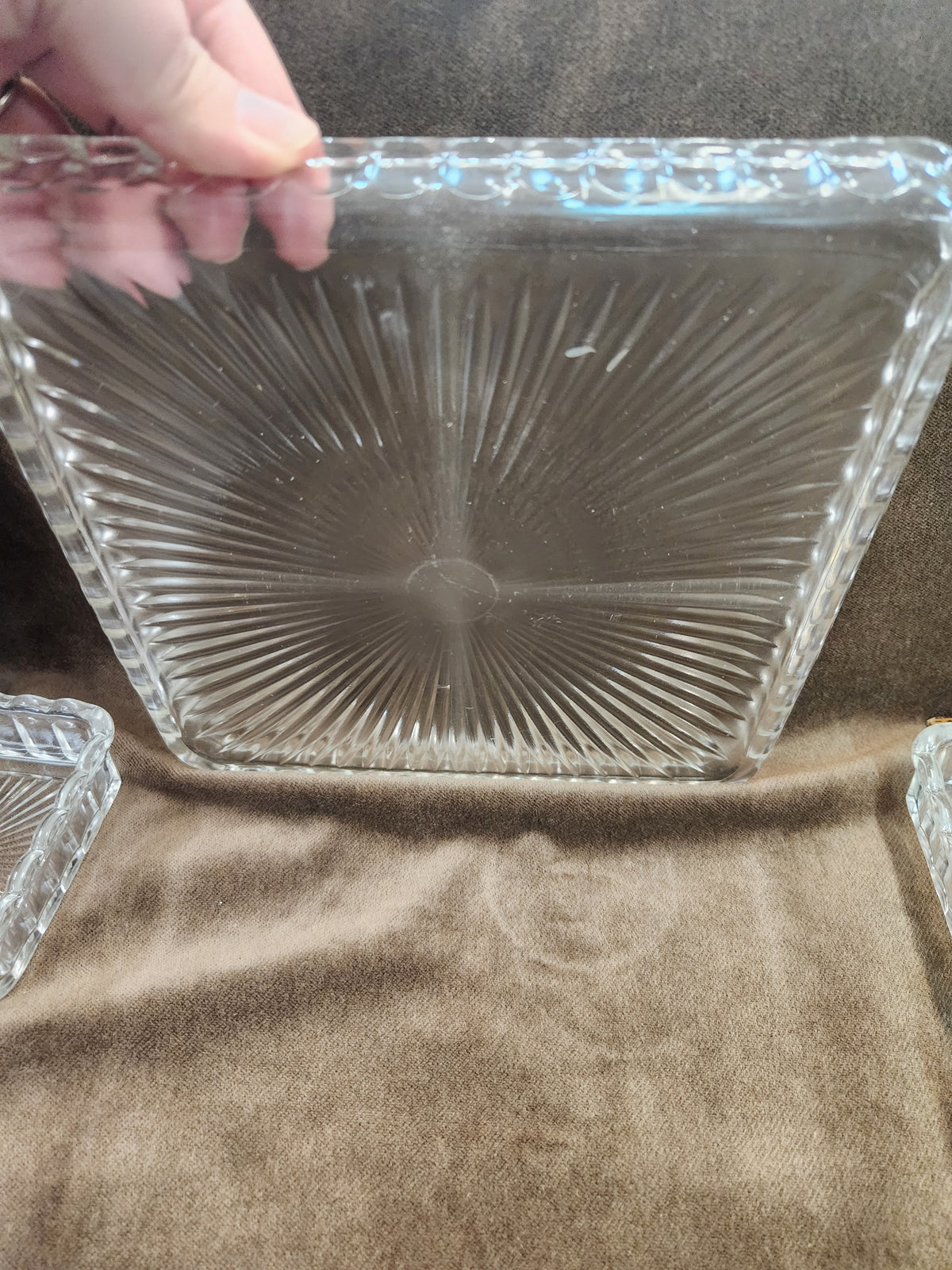 1950's Vintage Clear Pressed Glass 5 Piece Relish or Serving Set