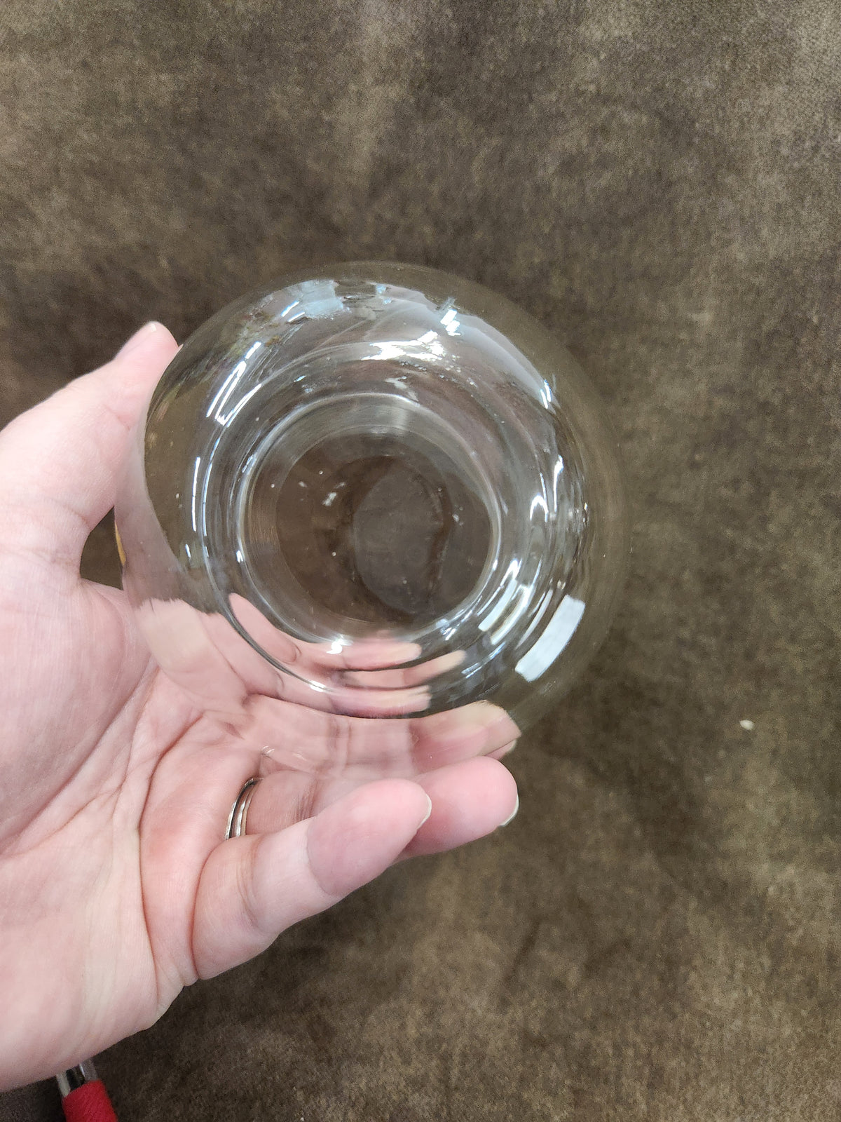 Vintage Clear Glass Bubble Bowl Vase with Flared Rim