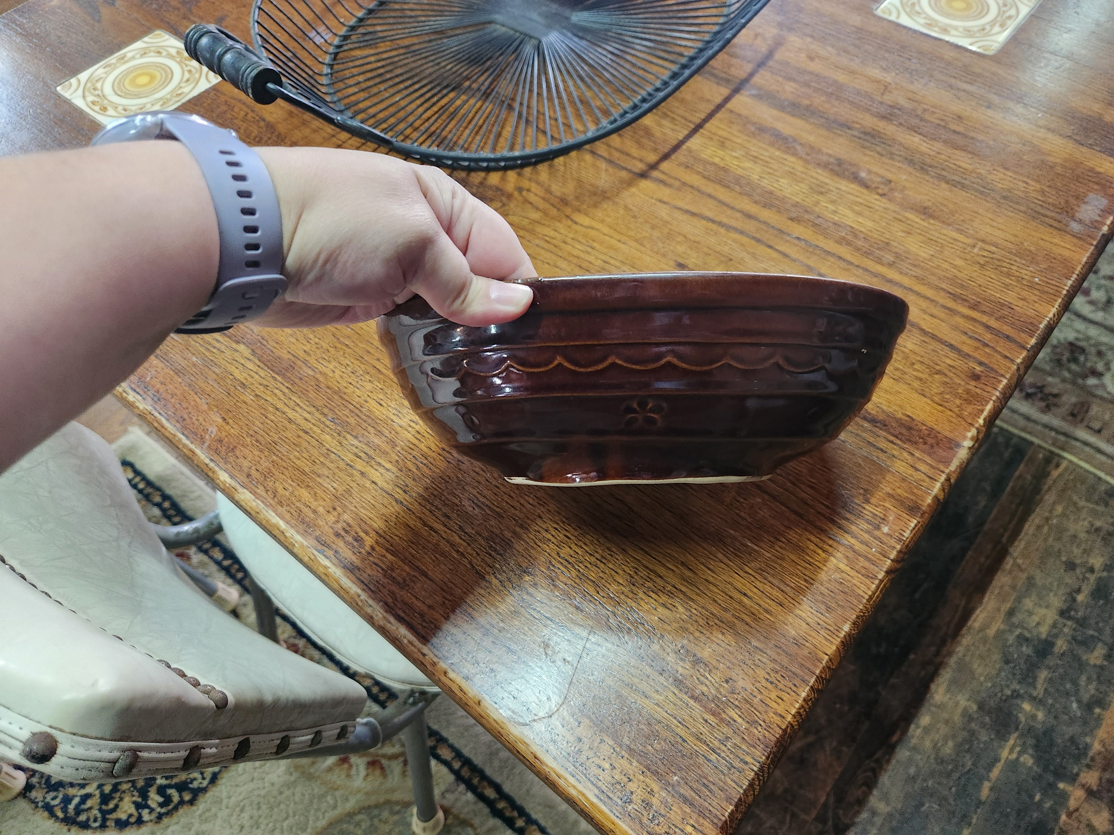 Vintage Marcrest "Daisy Dot" Brown Stoneware Divided Serving Bowl 1950's/60's