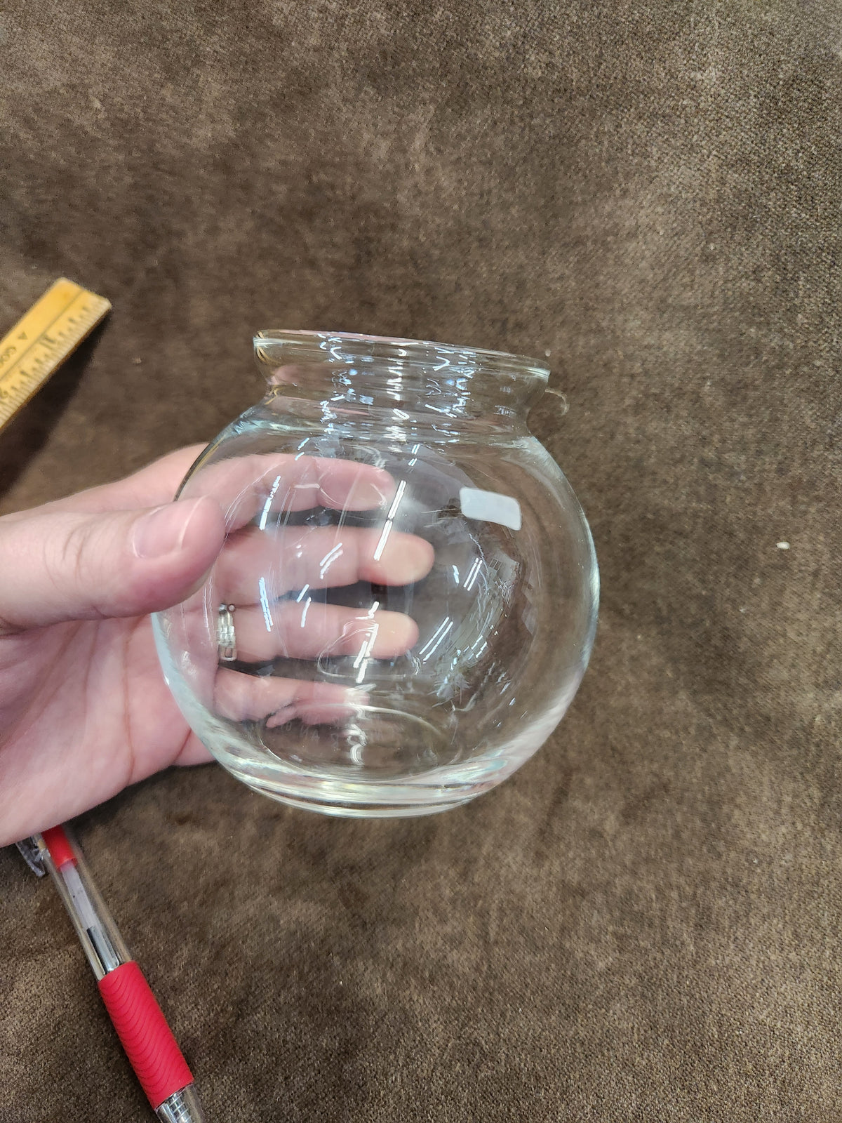 Vintage Clear Glass Bubble Bowl Vase with Flared Rim